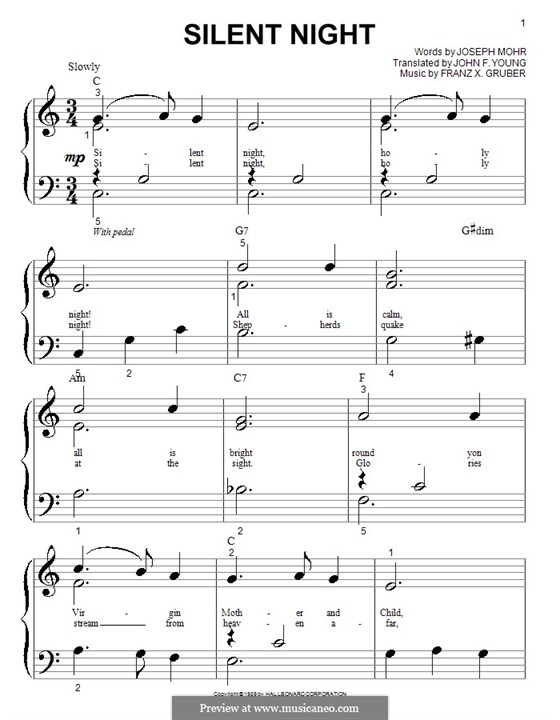 Piano version: Очень легкая версия by Франц Ксавьер Грубер