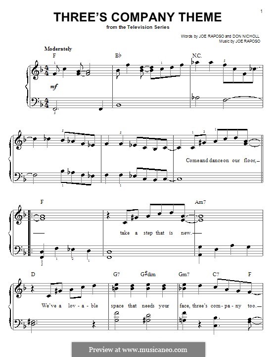 Three's Company Theme (Joe Raposo): Для начинающего пианиста by Don Nicholl