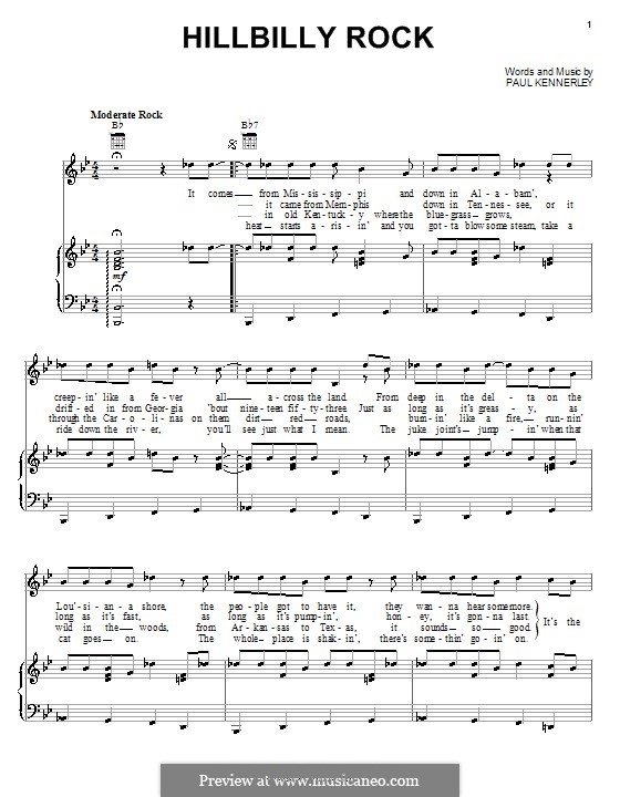 Hillbilly Rock (Marty Stuart): Для голоса и фортепиано (или гитары) by Paul Kennerley