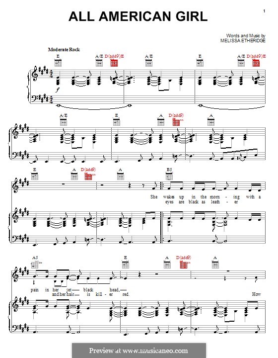 All American Girl: Для голоса и фортепиано (или гитары) by Melissa Etheridge