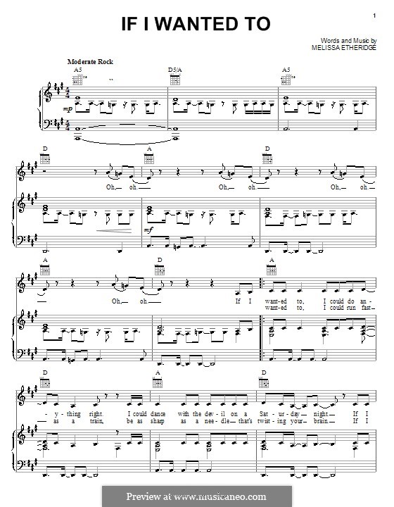 If I Wanted To: Для голоса и фортепиано (или гитары) by Melissa Etheridge