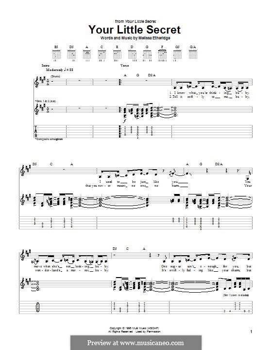 Your Little Secret: Гитарная табулатура by Melissa Etheridge