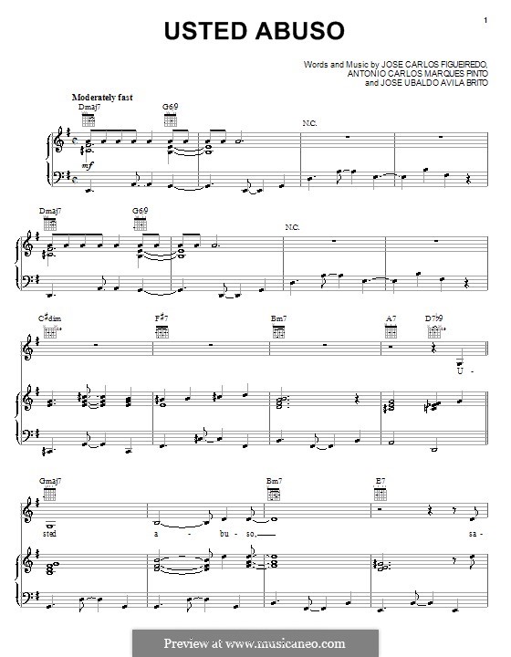 Usted Abuso (Celia Cruz): Для голоса и фортепиано (или гитары) by Antonio Carlos Marques Pinto, Jose Carlos Figueiredo, Jose Ubaldo Avila Brito