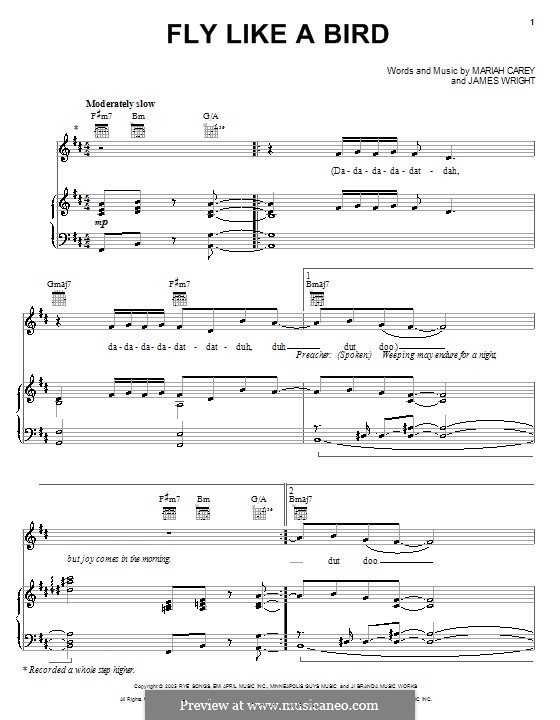 Fly Like a Bird: Для голоса и фортепиано (или гитары) by James Quenton Wright, Mariah Carey
