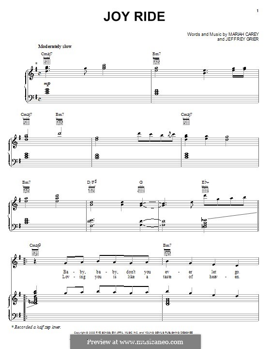 Joy Ride (Mariah Carey): Для голоса и фортепиано (или гитары) by Jeffrey Grier
