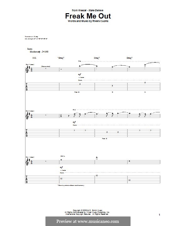 Freak Me Out (Weezer): Гитарная табулатура by Rivers Cuomo
