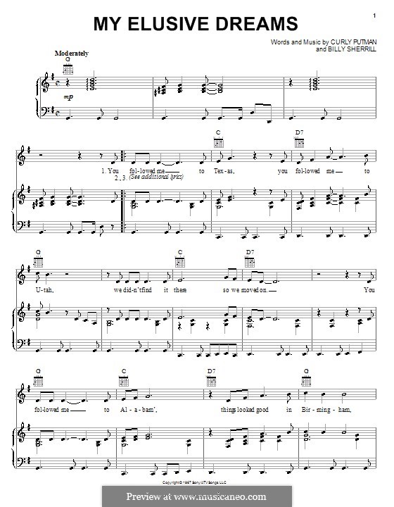 My Elusive Dreams (David Houston & Tammy Wynette): Для голоса и фортепиано (или гитары) by Billy Sherrill, Curly Putman