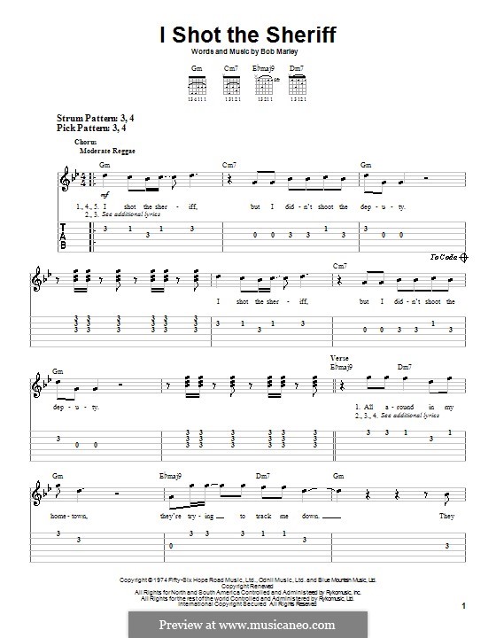 I Shot the Sheriff: Для гитары (очень легкая версия) by Bob Marley