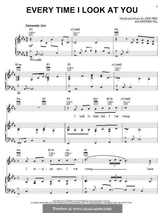 Every Time I Look at You (Il Divo): Для голоса и фортепиано (или гитары) by Andrew Hill, John Reid