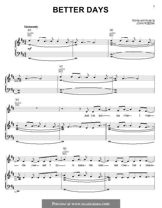 Better Days (Goo Goo Dolls): Для голоса и фортепиано (или гитары) by John Rzeznik