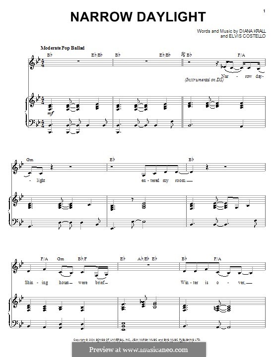 Narrow Daylight: Для голоса и фортепиано (или гитары) by Diana Krall, Elvis Costello