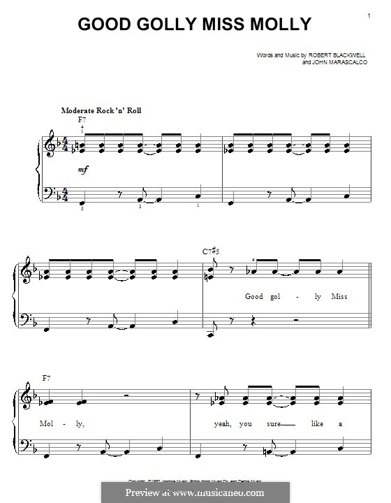 Good Golly Miss Molly (Little Richard): Для фортепиано (легкий уровень) by John S. Marascalco, Robert A. Blackwell