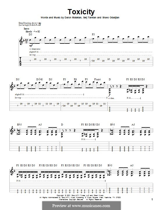 Toxicity (System of a Down): Гитарная табулатура by Daron Malakian, Serj Tankian, Shavo Odadjian