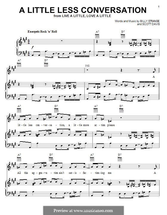 A Little Less Conversation (Elvis Presley): Для голоса и фортепиано (или гитары) by Billy Strange, Mac Davis