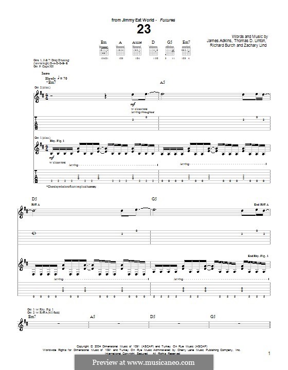 23 (Jimmy Eat World): Для гитары с табулатурой by James Adkins, Richard Burch, Thomas D. Linton, Zachary Lind