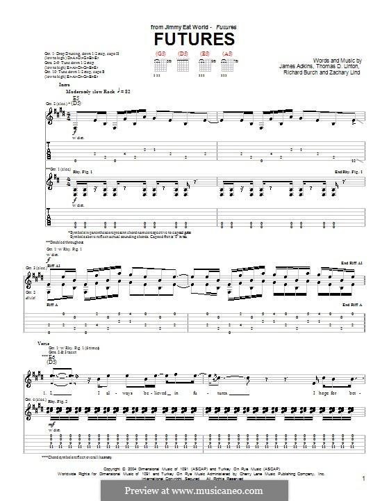 Futures (Jimmy Eat World): Для гитары с табулатурой by James Adkins, Richard Burch, Thomas D. Linton, Zachary Lind