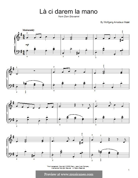 Ручку, Церлина, дай мне: Для фортепиано by Вольфганг Амадей Моцарт