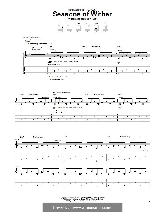 Seasons of Wither (Aerosmith): Для гитары с табулатурой by Steven Tyler