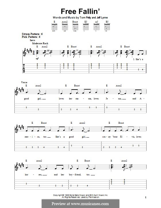 Free Fallin': Для гитары (очень легкая версия) by Jeff Lynne