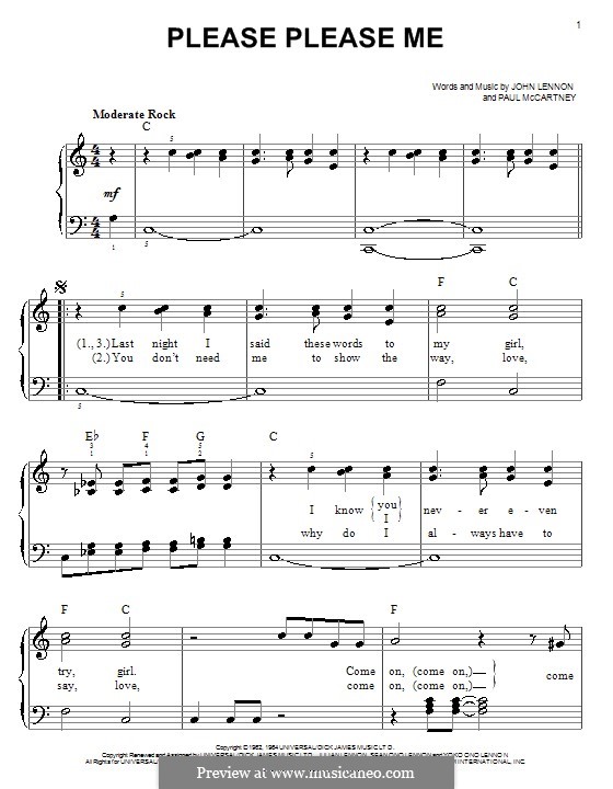 Please Please Me (The Beatles): Для фортепиано (легкий уровень) by John Lennon, Paul McCartney