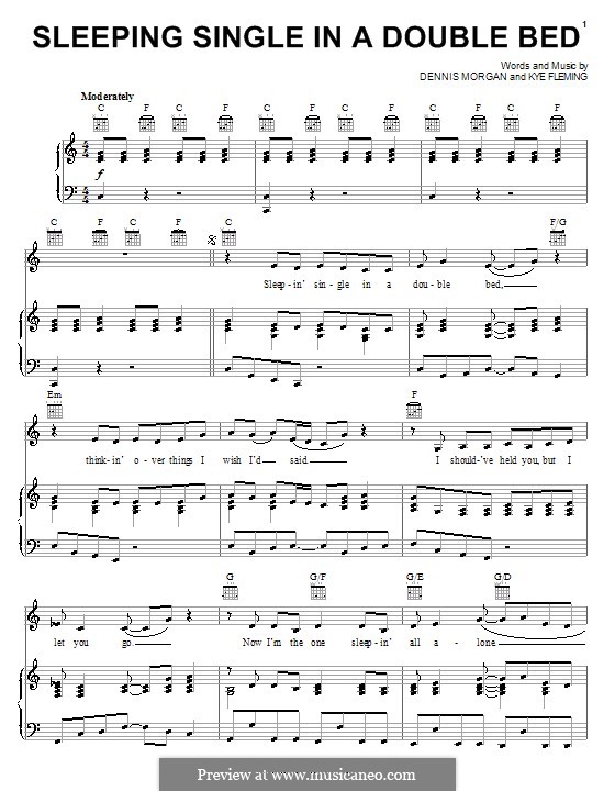 Sleeping Single in a Double Bed (Barbara Mandrell): Для голоса и фортепиано (или гитары) by Dennis Morgan, Kye Fleming