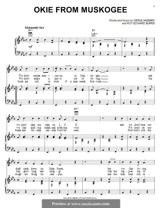 Okie from Muskogee: Для голоса и фортепиано (или гитары) by Roy Edward Burris