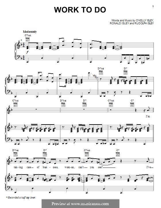 Work To Do (The Isley Brothers): Для голоса и фортепиано (или гитары) by O'Kelly Isley, Ronald Isley, Rudolph Isley