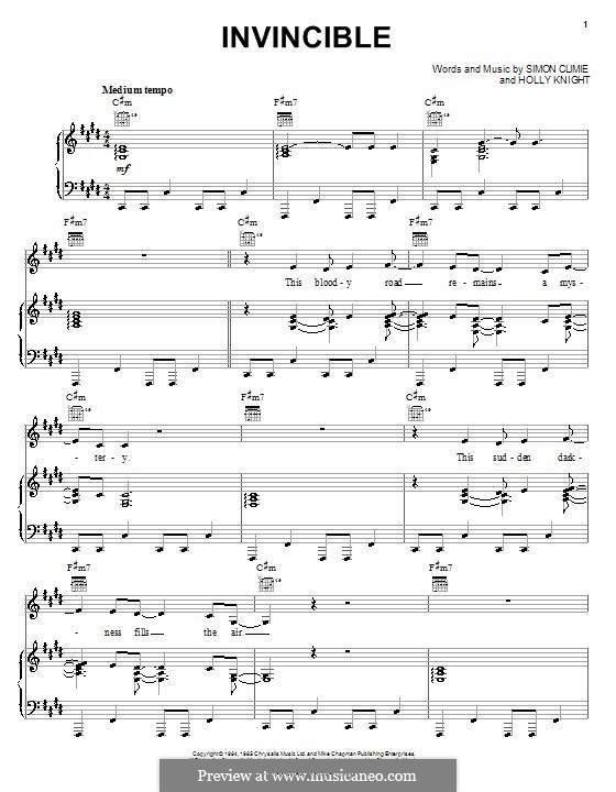 Invincible (Pat Benatar): Для голоса и фортепиано (или гитары) by Holly Knight, Simon Climie