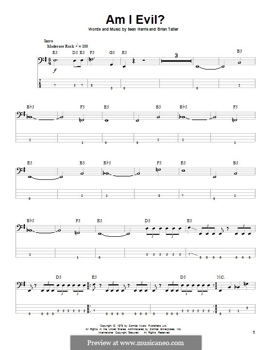 Am I Evil? (Metallica): Для бас-гитары с табулатурой by Brian Tatler, Sean Lindon Harris