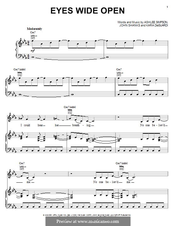 Eyes Wide Open (Ashlee Simpson): Для голоса и фортепиано (или гитары) by John M Shanks, Kara DioGuardi