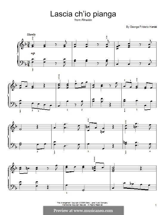 Lascia Ch'io Pianga: Для фортепиано by Георг Фридрих Гендель