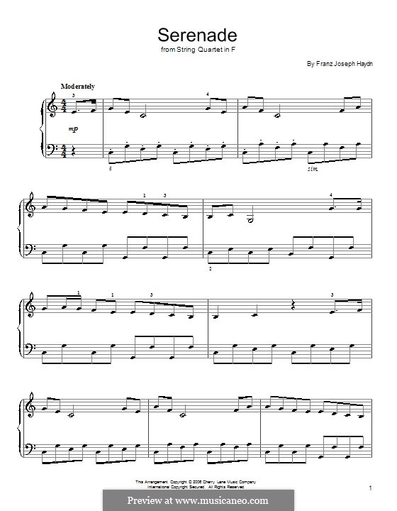 Струнный квартет фа мажор, Hob.III/17 Op.3 No.5: Часть II. Версия для начинающего пианиста by Йозеф Гайдн