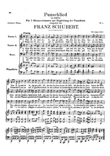 Punschlied (On Drinking Punch), D.277: Для голосов и фортепиано by Франц Шуберт