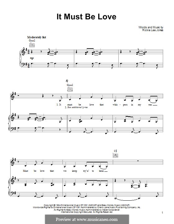 It Must Be Love: Для голоса и фортепиано (или гитары) by Rickie Lee Jones