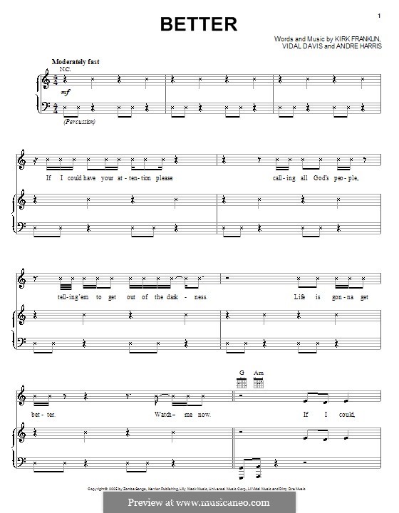 Better (Kirk Franklin): Для голоса и фортепиано (или гитары) by Andre Harris, Vidal Davis