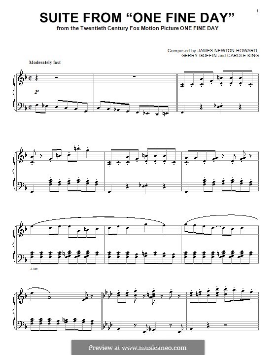 Suite from One Fine Day: Для фортепиано by Carole King, Gerry Goffin, James Newton Howard