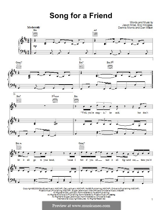 Song for a Friend: Для голоса и фортепиано (или гитары) by Daniel Wilson, Dennis Morris, Eric Hinojosa