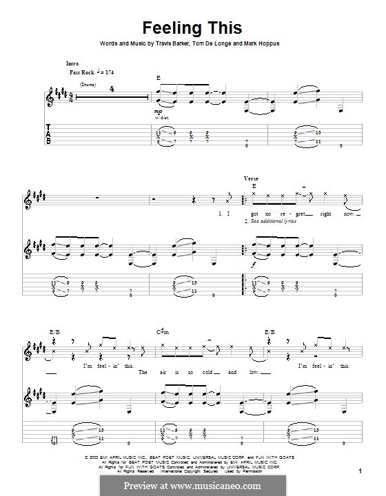 Feeling This (Blink-182): Для гитары by Mark Hoppus, Tom DeLonge, Travis Barker