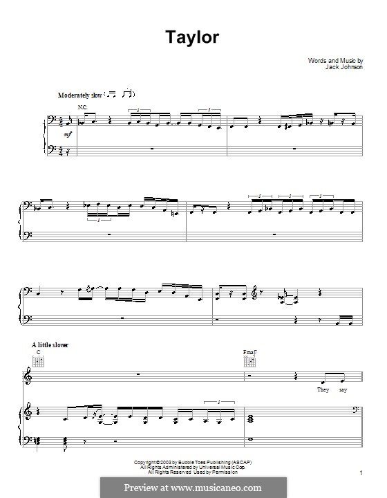 Taylor: Для голоса и фортепиано (или гитары) by Jack Johnson