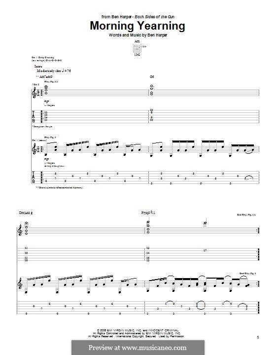 Morning Yearning: Гитарная табулатура by Ben Harper