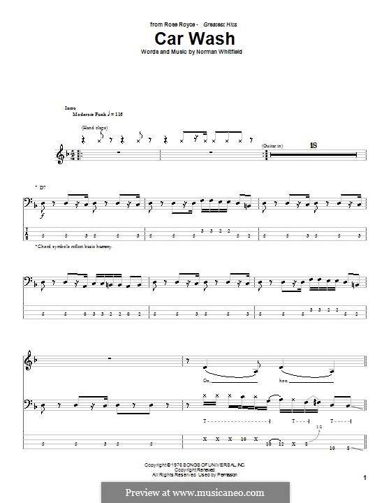 Car Wash (Rose Royce): Для бас-гитары с табулатурой by Norman J. Whitfield