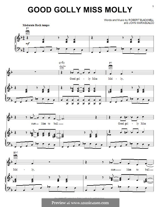 Good Golly Miss Molly (Little Richard): Для голоса и фортепиано (или гитары) by John S. Marascalco, Robert A. Blackwell