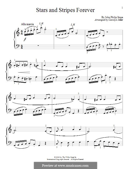 Звёзды и полосы навсегда: Для фортепиано (version by C. Miller) by Джон Филип Суза