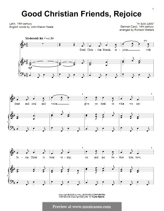 Good Christian Men, Rejoice: Для голоса и фортепиано (или гитары) by folklore