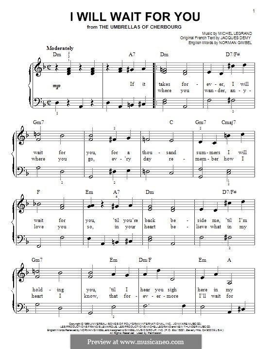 I will wait for you. Мишель легран ноты для фортепиано. Will you wait me. Will you wait me. I will wait.