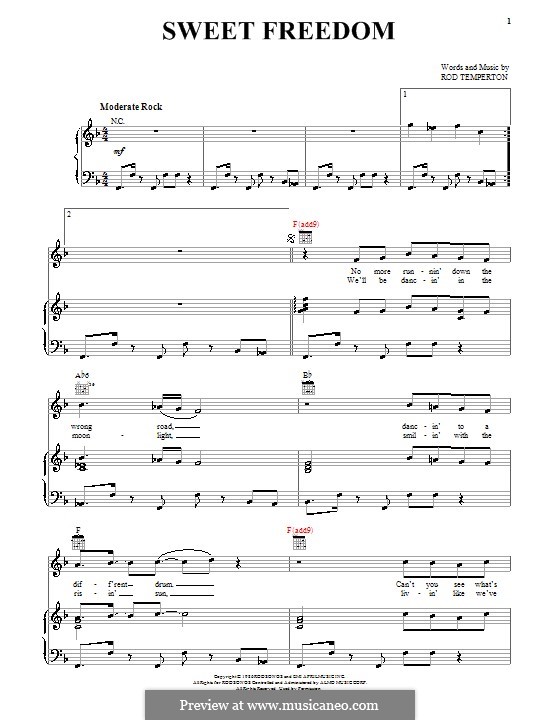 Sweet Freedom: Для голоса и фортепиано (или гитары) by Rod Temperton