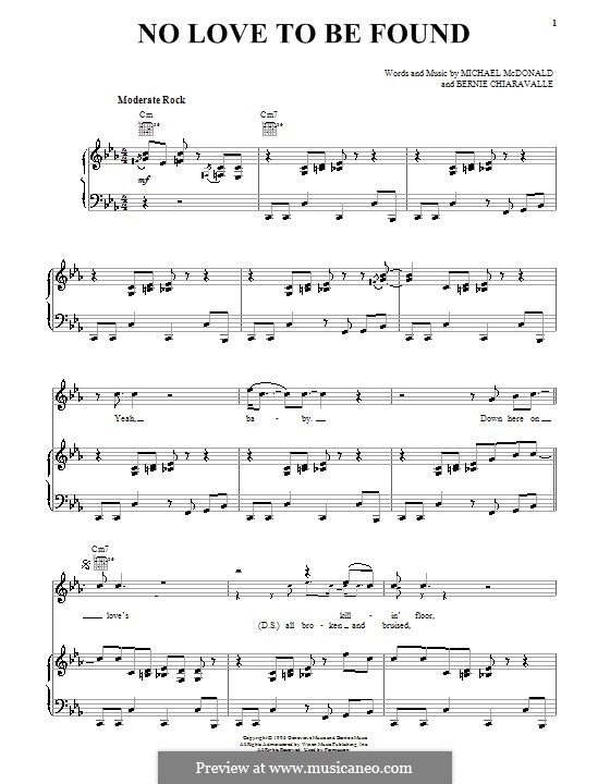 No Love To Be Found: Для голоса и фортепиано (или гитары) by Bernie Chiaravalle