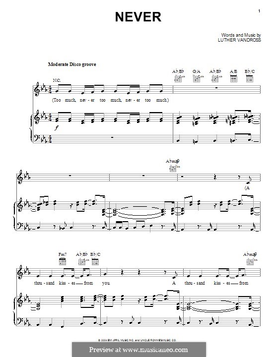 Never: Для голоса и фортепиано (или гитары) by Luther Vandross