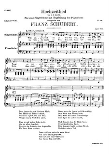 Hochzeitslied (Wedding Song), D.463: E flat Major by Франц Шуберт