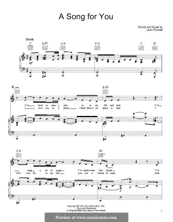 A Song for You: Для голоса и фортепиано или гитары (Joe Cocker) by Leon Russell